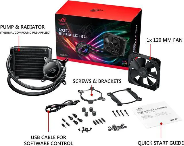 Alt view image 5 of 8 - ASUS ROG Strix LC 120 RGB AIO Liquid CPU Cooler 120mm Radiator, 120mm 4-pin PWM Fan with FanXpert Controls, support for Intel and AMD motherboards LGA 1700 Compatible