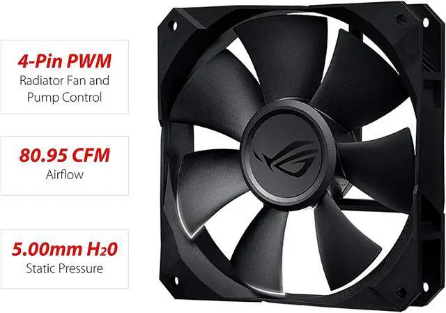 Alt view image 4 of 7 - ASUS ROG Strix LC 240 RGB All-in-one Liquid CPU Cooler 240mm Radiator, Intel 115x/2066 and AMD AM4/TR4 Support, Dual 120mm 4-pin PWM Addressable RGB Fans LGA 1700 Compatible