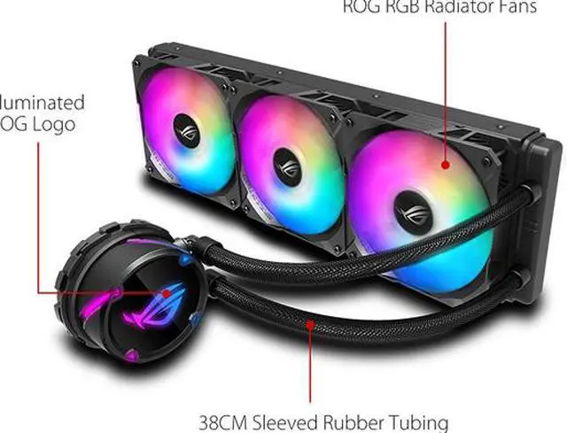 Alt view image 2 of 4 - ASUS ROG Strix LC 360 RGB All-in-one Liquid CPU Cooler 360mm Radiator, Intel 115x/2066 and AMD AM4/TR4 Support, Triple 120mm 4-pin PWM Addressable RGB Fans LGA 1700 Compatible