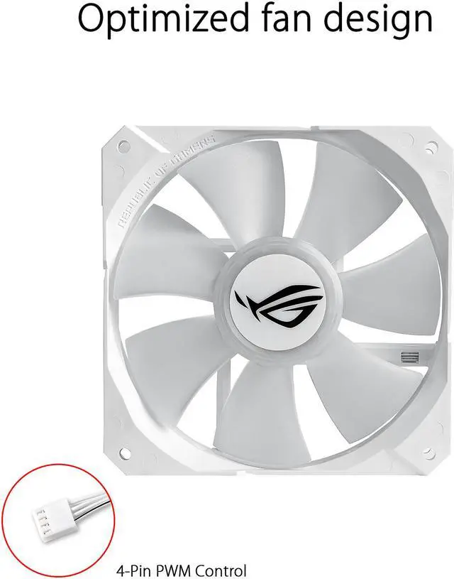 Alt view image 9 of 11 - ASUS ROG Strix LC 240 RGB White Edition All-in-one Liquid CPU Cooler with Aura Sync RGB, and Dual ROG 120mm Addressable RGB Radiator Fans LGA 1700 Compatible