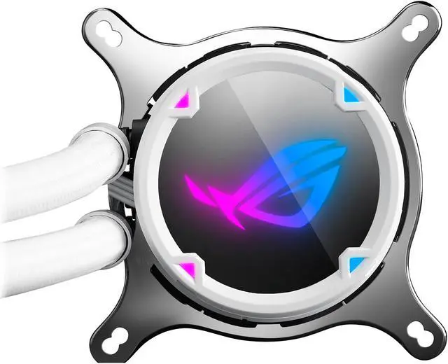 Alt view image 4 of 11 - ASUS ROG Strix LC 360 RGB White Edition All-in-one Liquid CPU Cooler with Aura Sync RGB, and Triple ROG 120mm Addressable RGB Radiator Fans LGA 1700 Compatible