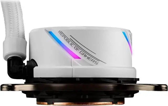 Alt view image 6 of 11 - ASUS ROG Strix LC 360 RGB White Edition All-in-one Liquid CPU Cooler with Aura Sync RGB, and Triple ROG 120mm Addressable RGB Radiator Fans LGA 1700 Compatible
