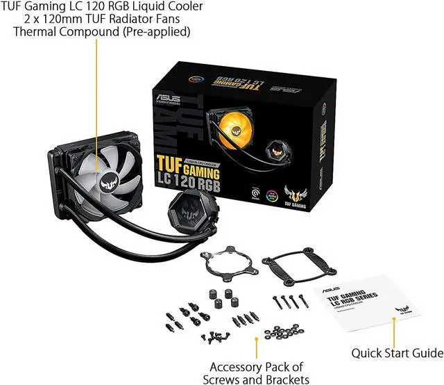 Alt view image 6 of 7 - ASUS TUF Gaming LC 120 RGB All-in-one liquid CPU Cooler, Aura Sync, TUF 120mm RGB Radiator Fans with Fan Blade Groove Design LGA 1700 Compatible