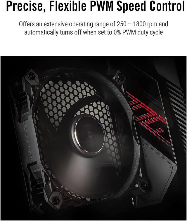 Alt view image 5 of 6 - ASUS ROG Strix XF120 Whisper-Quiet, 4-pin PWM Fan for PC Cases, radiators or CPU Cooling (120mm, up to 400,000 Hours lifespan, Magnetic-Levitation, 1800RPM)