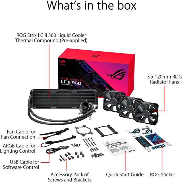 Alt view image 5 of 5 - ASUS ROG Strix LC II 360 All-in-one AIO Liquid CPU Cooler 360mm Radiator, Intel LGA1700, 115x/2066 and AMD AM4/TR4 Support,Triple 120mm 4-pin PWM Fans
