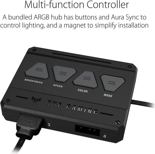 Alt view image 4 of 8 - ASUS TUF Gaming TF120 ARGB Chassis Fan 3-Pin Customizable LEDs Blade, Advanced Fluid Dynamic Bearing, 120mm PWM Control, Anti-vibration Pads, Double-layer LED Array for Computer Case & Liquid Radiator Bundled with ARGB Control Hub