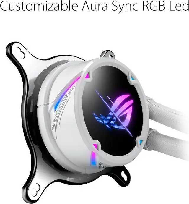 Alt view image 3 of 5 - ASUS ROG Strix LC II 240 ARGB White Edition All-in-one AIO Liquid CPU Cooler 240mm Radiator, Intel LGA1700, 115x/2066 and AMD AM4/TR4 Support, 2X 120mm 4-pin PWM Addressable RGB Radiator Fans