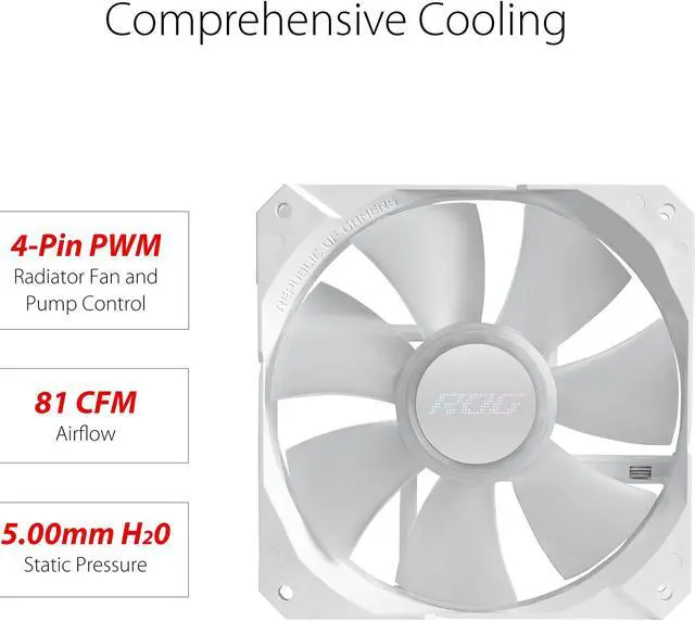 Alt view image 4 of 5 - ASUS ROG Strix LC II 240 ARGB White Edition All-in-one AIO Liquid CPU Cooler 240mm Radiator, Intel LGA1700, 115x/2066 and AMD AM4/TR4 Support, 2X 120mm 4-pin PWM Addressable RGB Radiator Fans