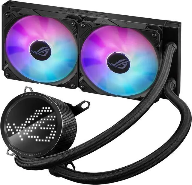 Alt view image 2 of 7 - ASUS ROG RYUO III 240 ARGB AIO Liquid CPU Cooler 240mm Radiator, Asetek 8th gen pump solution, Anime Matrix LED Display and ROG AF 12S ARGB fan,Intel LGA 1851/1700/1200 & AMD AM5/AM4 Compatible