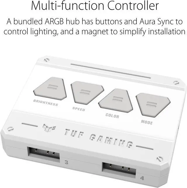 Alt view image 4 of 7 - ASUS TUF GAMING TF120 ARGB WHITE EDITION Chassis Fan 3-Pin Customizable LEDs Blade, Advanced Fluid Dynamic Bearing, 120mm PWM Control, Anti-vibration Pads, Double-layer LED Array for Computer Case & Liquid Radiator Bundled with ARGB Control