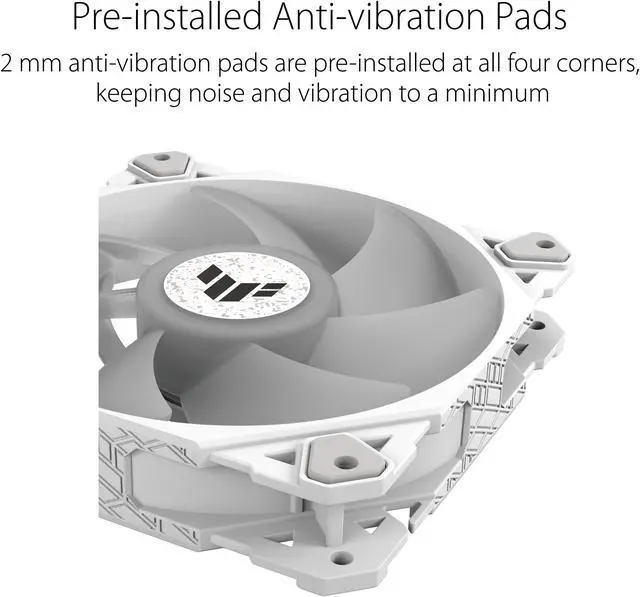 Alt view image 7 of 7 - ASUS TUF GAMING TF120 ARGB WHITE EDITION Chassis Fan 3-Pin Customizable LEDs Blade, Advanced Fluid Dynamic Bearing,120mm PWM Control, Anti-vibration Pads, Double-layer LED Array for Computer Case