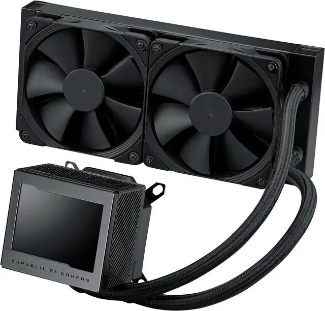 Alt view image 3 of 8 - ASUS ROG Ryujin III 240 all-in-one liquid CPU cooler with 240mm radiator. Asetek 8th gen pump, 2x Noctua industrialPPC 120mm fans, 3.5” color LCD