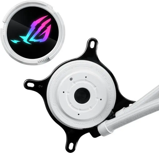 Alt view image 6 of 8 - ASUS ROG Strix LC III 360 ARGB White Edition all-in-one CPU liquid cooler with 360° rotatable water block, Asetek's new Gen7 v2 pump, premium ROG ARGB fans, and 10+ custom Aura lighting effects