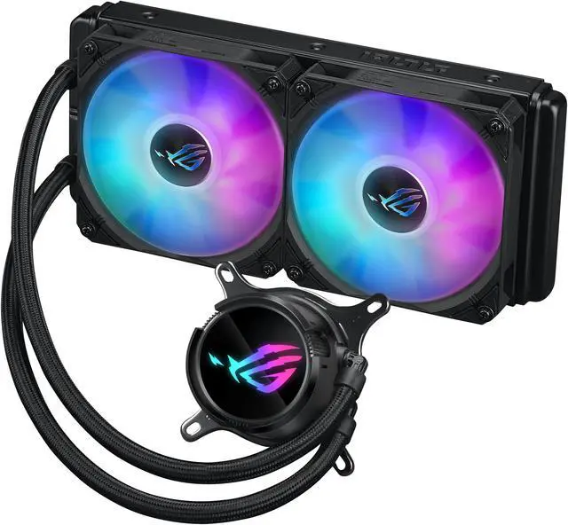 Main image of ASUS ROG Strix LC III 240 ARGB all-in-one CPU liquid cooler with 360° rotatable water block, Asetek’s new Gen7 v2 pump, premium ROG ARGB fans, and 10+ custom Aura lighting effects