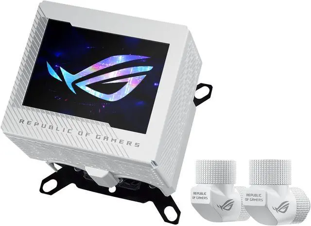 Alt view image 3 of 11 - ASUS ROG RYUJIN III WB WHT CPU Water Block - Intel LGA 1700, 1200, 115X - AMD Socket AM4, AM5 - Asetek Copper Cold Plate - White - 178 Micro-Cooling Fins - 3.5 Inch Full Color LCD Display