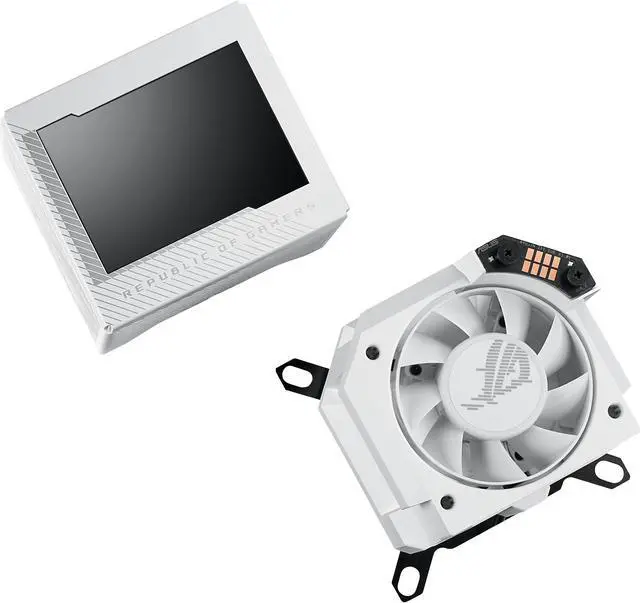 Alt view image 10 of 11 - ASUS ROG RYUJIN III WB WHT CPU Water Block - Intel LGA 1700, 1200, 115X - AMD Socket AM4, AM5 - Asetek Copper Cold Plate - White - 178 Micro-Cooling Fins - 3.5 Inch Full Color LCD Display