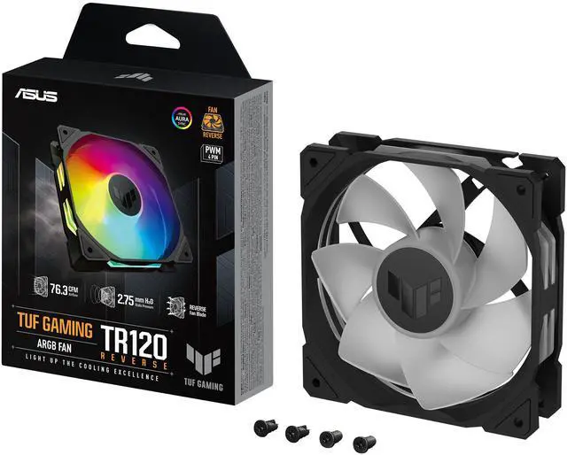 Alt view image 11 of 14 - ASUS TUF Gaming TR120 ARGB Reverse Fan - Black - Triple Pack Higher Cooling Performance Extra-thick 28mm Fan Frame, Exclusive Double-Layered LED Matrix Design with 16 Addressable RGB LEDs, Aura Sync
