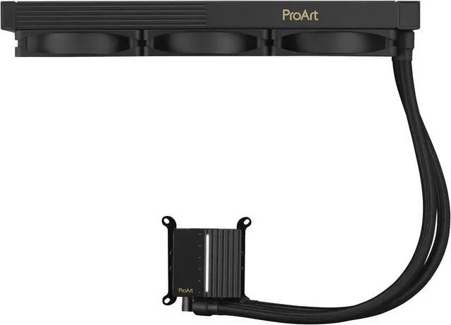 Alt view image 4 of 10 - ASUS ProArt LC 360 all-in-one AIO CPU liquid cooler AMD AM4 AM5 & Intel LGA 1700, 1200, 115X support, with illuminated system status meter and three matte black Alphacool Apex Stealth Metal Power fans