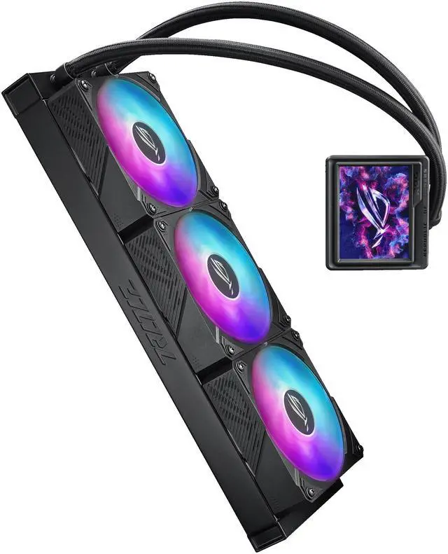 Alt view image 11 of 19 - ASUS ROG RYUYJIN III 360 ARGB EXTREME all-in-one AIO CPU liquid cooler, AMD Ryzen 9000 & Intel® Core™ Ultra Ready, Asetek Gen8 V2 pump; high airflow & static pressure magnetic fans; customizable 3.5" LCD