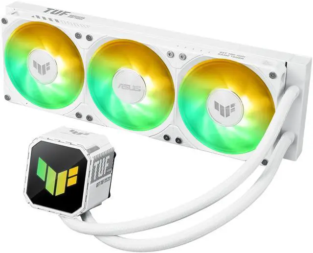 Alt view image 2 of 12 - ASUS TUF Gaming LC III 360 ARGB White AIO cooler with pre-installed triple fans designed for high airflow and static pressure, plus an efficient pump to keep CPU temperatures under control