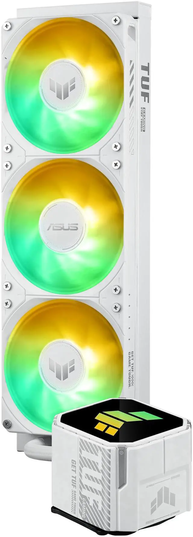 Alt view image 5 of 12 - ASUS TUF Gaming LC III 360 ARGB White AIO cooler with pre-installed triple fans designed for high airflow and static pressure, plus an efficient pump to keep CPU temperatures under control