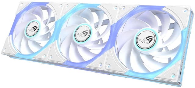 Alt view image 4 of 19 - ASUS ROG Eurux GR120 ARGB Reverse Fan Triple Pack, 120mm, 30mm Thick, Reverse Blade, Up to 2200 RPM PWM, 70 CFM, 3.0 mmH2O, 32 dBA Max, LCP Blades, Daisy Chain Connectors, 3 Lighting Zones, ROG Fan Hub Included, Aura Sync, Black