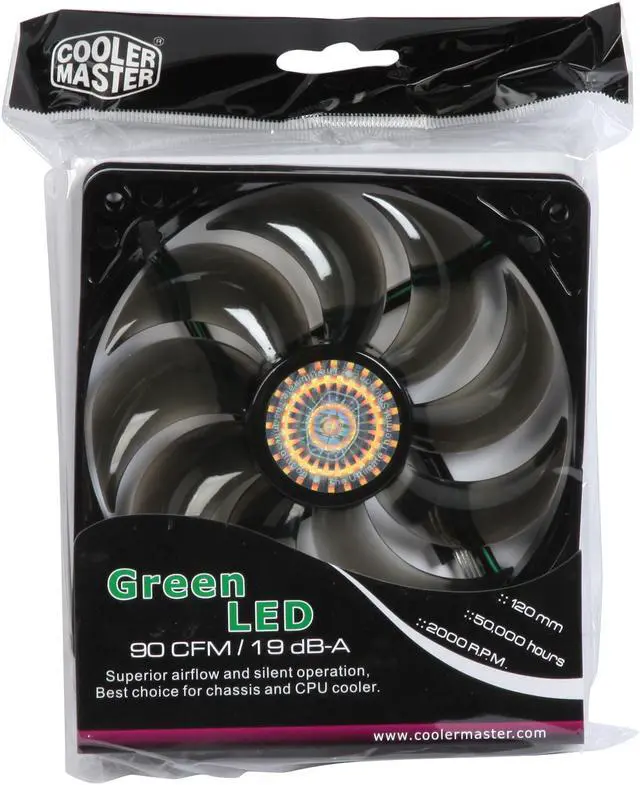 Alt view image 5 of 5 - COOLER MASTER R4-L2R-20CG-GP Green LED Case cooler