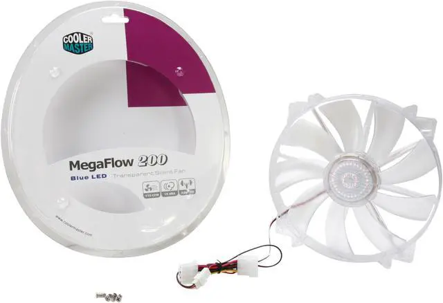 Alt view image 5 of 5 - Cooler Master MegaFlow 200 - Sleeve Bearing 200mm Blue LED Silent Fan for Computer Cases