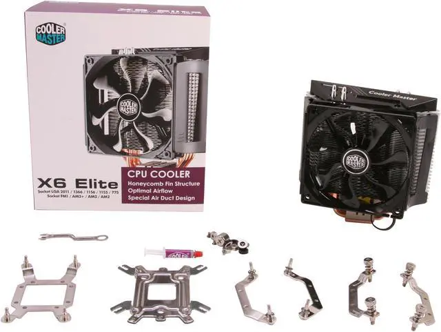 Alt view image 6 of 6 - COOLER MASTER X6 Elite RR-X6NN-18PK-R1 Honeycomb Design 120mm Long Life Sleeve CPU Cooler Compatible with Intel 2011/1366/1155/1156/775 and AMD FM1/FM2/AM3+
