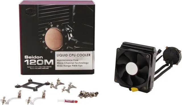 Alt view image 5 of 5 - Cooler Master Seidon 120M - All-In-One CPU Liquid Water Cooling System with 120mm Radiator and Fan