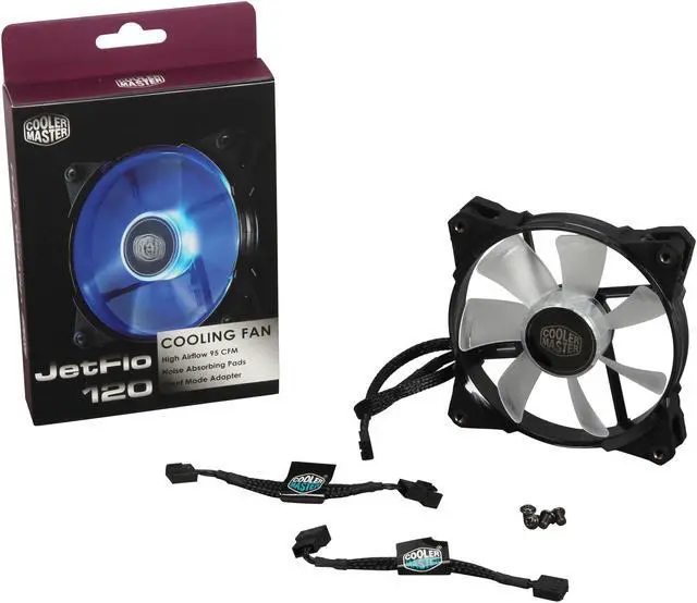 Alt view image 6 of 6 - Cooler Master JetFlo 120 - POM Bearing 120mm Blue LED High Performance Silent Fan for Computer Cases, CPU Coolers, and Radiators