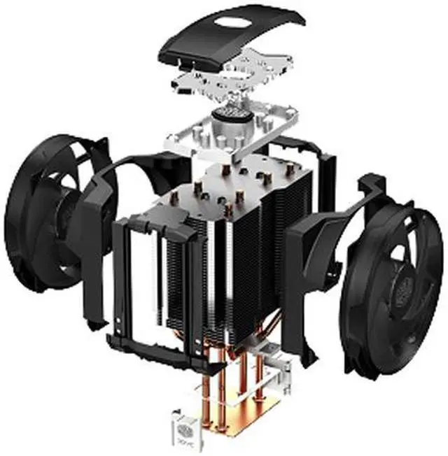 Alt view image 15 of 16 - Cooler Master MasterAir Maker 8 High-end CPU Air Cooler, 3D Vapor Chamber Base, 8 Heatpipes, Aluminum Fins, Dual Silencio FP120 Fans AMD/Intel LGA1200/1151/2066