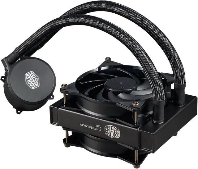 Alt view image 2 of 7 - Cooler Master MasterLiquid 120 AIO CPU Liquid Cooler, White Led Pump, Robust Sleeved FEP Tubing, Push-Pull Dual 120mm Air Balance MF, Dual Chamber Technology