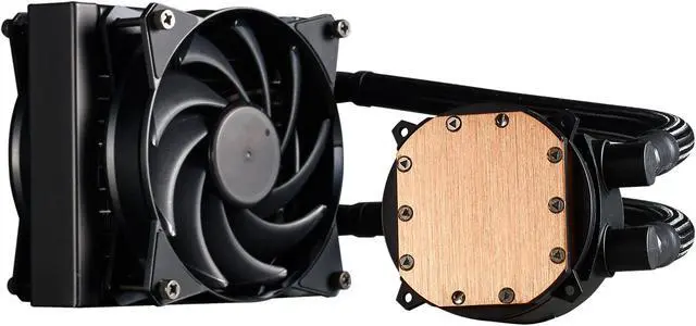 Alt view image 4 of 7 - Cooler Master MasterLiquid 120 AIO CPU Liquid Cooler, White Led Pump, Robust Sleeved FEP Tubing, Push-Pull Dual 120mm Air Balance MF, Dual Chamber Technology