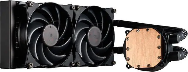Alt view image 2 of 7 - Cooler Master MasterLiquid 240 AIO CPU Liquid Cooler, White Led Pump, Robust Sleeved FEP Tubing, Dual 120mm Air Balance MF, Dual Chamber Technology