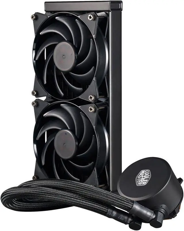 Alt view image 3 of 7 - Cooler Master MasterLiquid 240 AIO CPU Liquid Cooler, White Led Pump, Robust Sleeved FEP Tubing, Dual 120mm Air Balance MF, Dual Chamber Technology