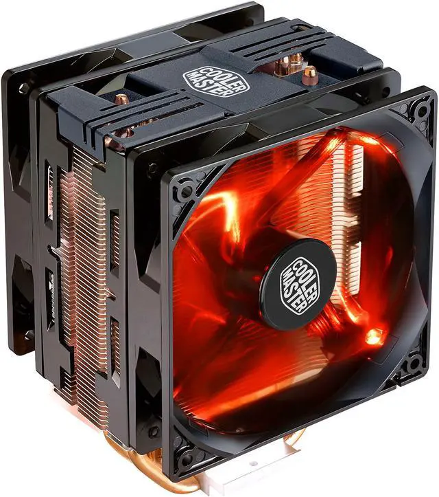 Alt view image 2 of 4 - Hyper 212 LED Turbo- Black Top Cover is equipped with dual 120mm PWM Fans with red LEDs by Cooler Master