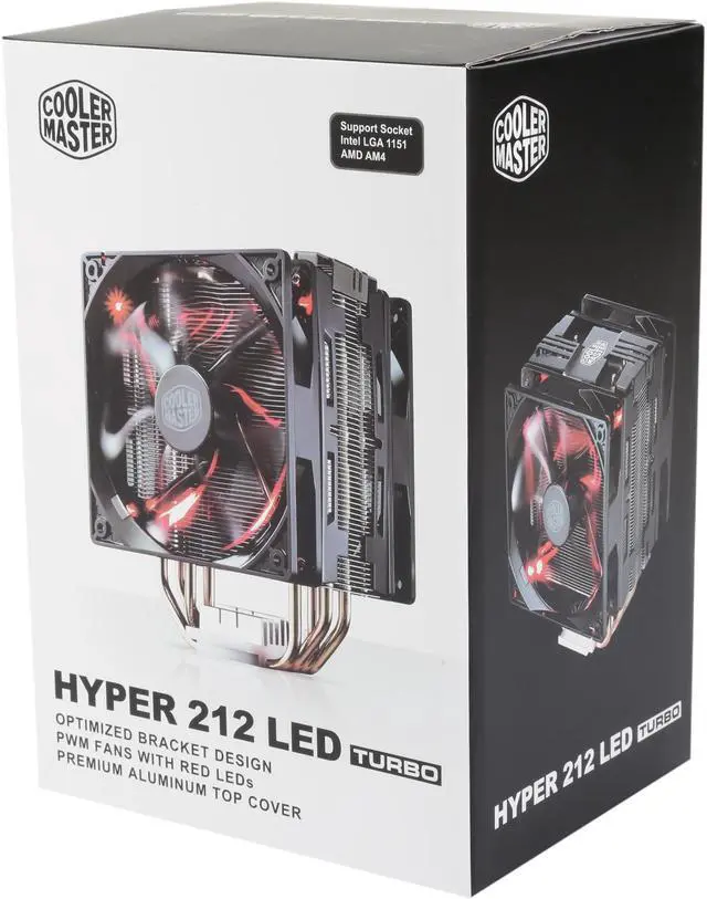 Alt view image 4 of 4 - Hyper 212 LED Turbo- Black Top Cover is equipped with dual 120mm PWM Fans with red LEDs by Cooler Master