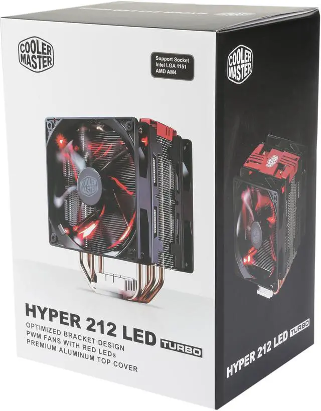 Alt view image 4 of 4 - Hyper 212 LED Turbo- Red Top Cover is equipped with dual 120mm PWM Fans with red LEDs by Cooler Master