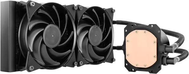 Alt view image 4 of 5 - Cooler Master MasterLiquid Lite 240 AIO CPU Liquid Cooler, White LED Pump, FEP Tubing, Dual 120mm Air Balance MF, Dual Dissipation Technology LGA 1700 Compatible