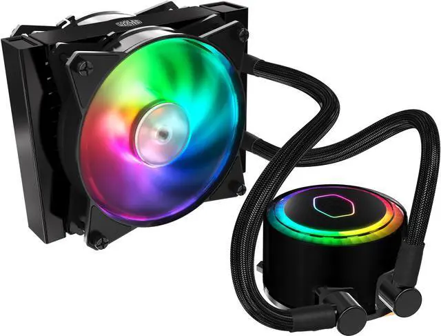 Main image of Cooler Master MasterLiquid ML120R ARGB Close-Loop AIO CPU Liquid Cooler, 120 Radiator, Dual Chamber Pump, Addressable RGB Lighting , MF120R Fans for AMD Ryzen/Intel LGA1200/1151 LGA 1700 Compatible