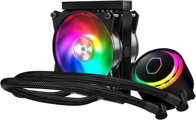 Alt view image 2 of 9 - Cooler Master MasterLiquid ML120R ARGB Close-Loop AIO CPU Liquid Cooler, 120 Radiator, Dual Chamber Pump, Addressable RGB Lighting , MF120R Fans for AMD Ryzen/Intel LGA1200/1151 LGA 1700 Compatible