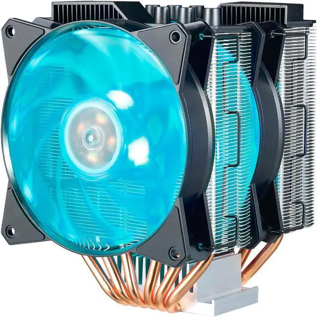 Alt view image 5 of 20 - Cooler Master MasterAir MA621P RGB ThreadRipper TR4 Twin Tower CPU Air Cooler 6 CDC 2.0 Heatpipes, Aluminum Fins, Push-Pull, Dual MF120R RGB Fans RGB Lighting