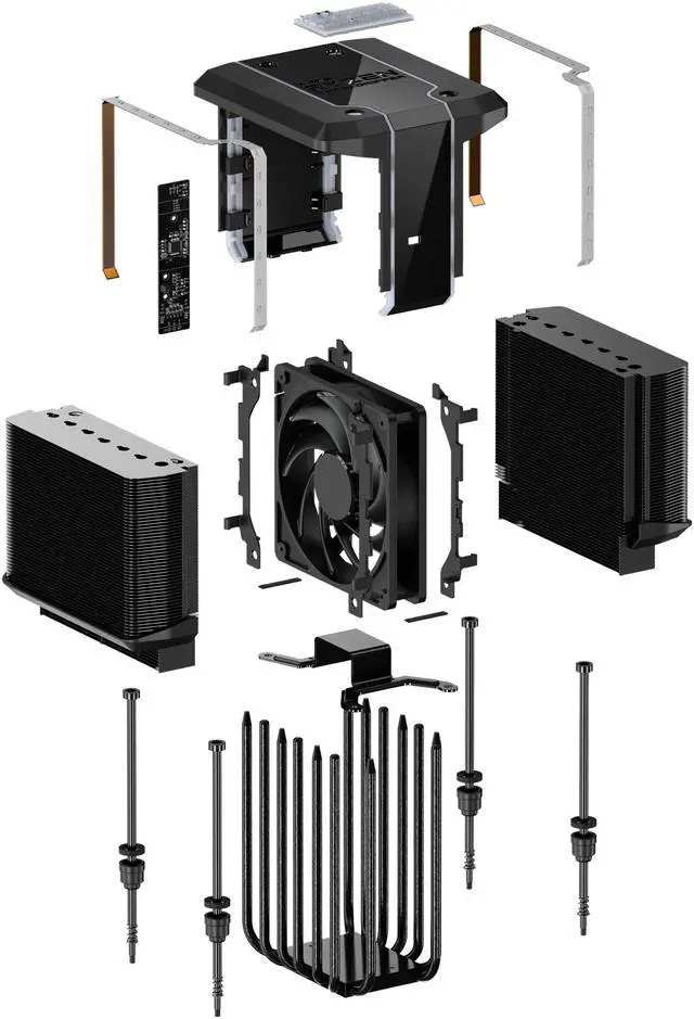 Alt view image 9 of 10 - Cooler Master AMD Wraith Ripper ThreadRipper TR4 High Performance CPU Air Cooler, Addressable RGB Threadripper logo's display, 7 Heat Pipes, Dual Tower Heatsink, Wraith Armor Air-Guide