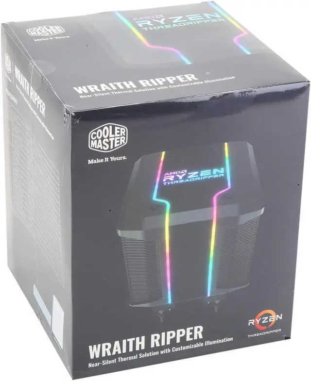 Alt view image 10 of 10 - Cooler Master AMD Wraith Ripper ThreadRipper TR4 High Performance CPU Air Cooler, Addressable RGB Threadripper logo's display, 7 Heat Pipes, Dual Tower Heatsink, Wraith Armor Air-Guide