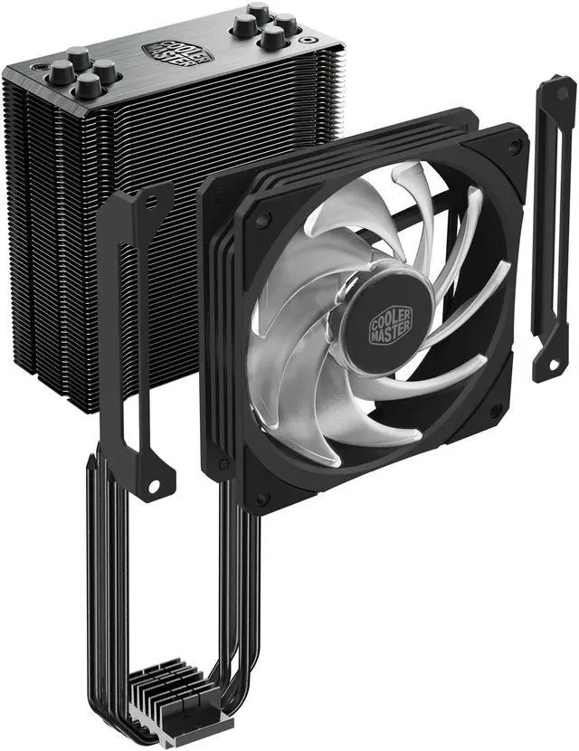 Alt view image 4 of 12 - Cooler Master Hyper 212 RGB Black Edition CPU Air Cooler, SF120R RGB Fan, 4 CD 2.0 Heatpipes, Anodized Gun-Metal Black, RGB Lighting for AMD Ryzen/Intel LGA1200/1151 LGA 1700 Compatible