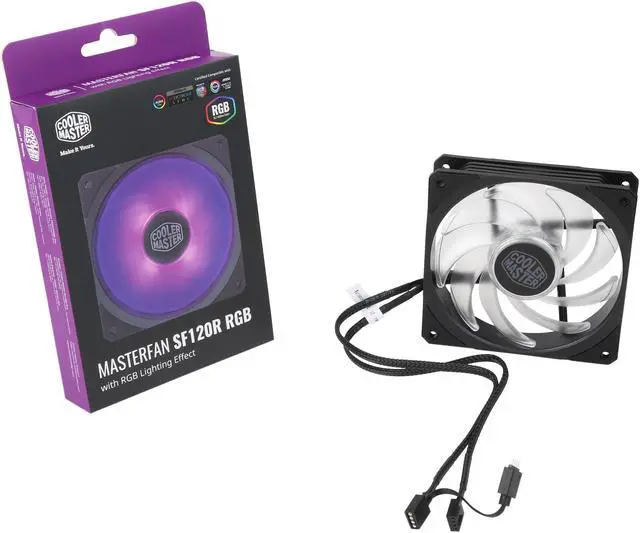 Alt view image 10 of 10 - Cooler Master MasterFan SF120R RGB 120mm Square Frame Fan w/ RGB LEDS, Hybrid Blade Design, Cable Management and PWM Control Fan