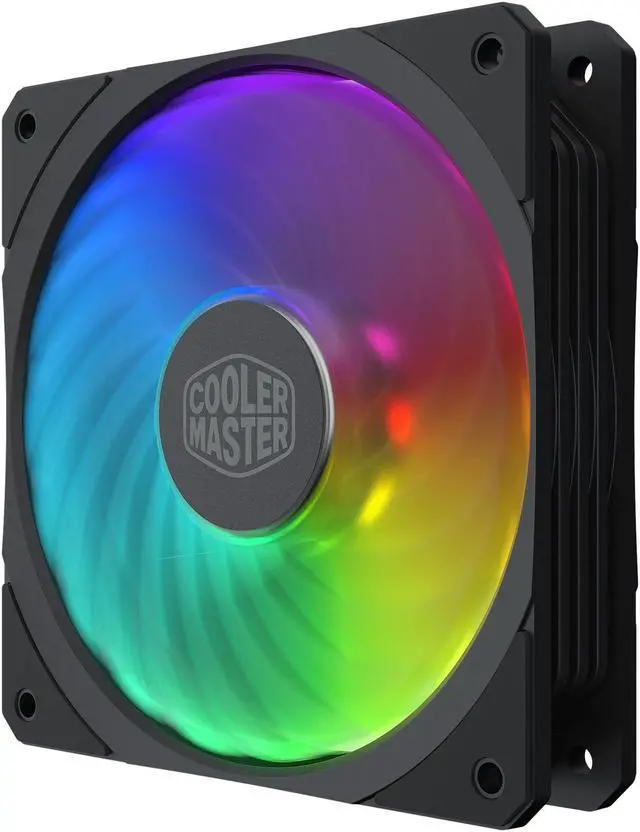 Alt view image 3 of 10 - Cooler Master MasterFan SF120R ARGB 120mm Square Frame Fan w/ 8 Independently-Controlled Addressable RGB LEDS, Hybrid Blade Design, Cable Management and PWM Control Fan