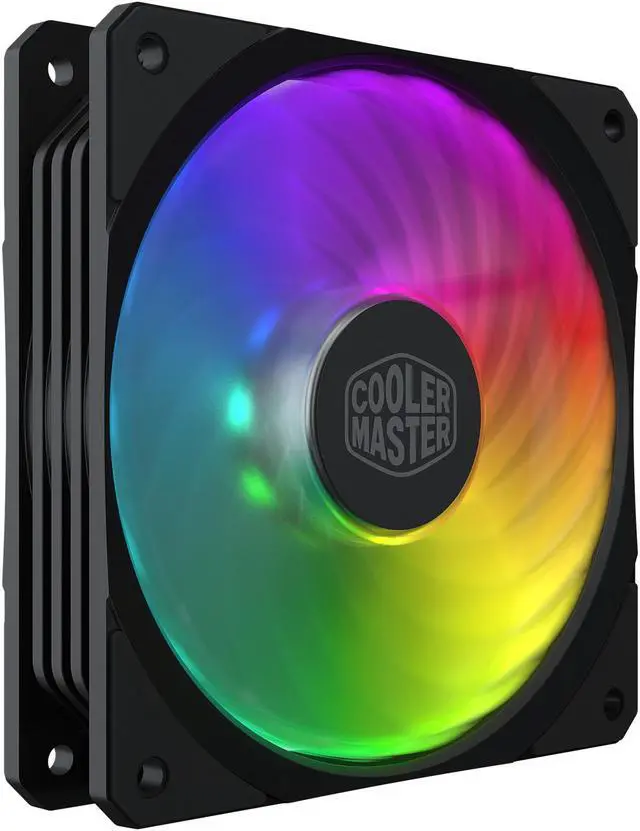 Alt view image 4 of 10 - Cooler Master MasterFan SF120R ARGB 120mm Square Frame Fan w/ 8 Independently-Controlled Addressable RGB LEDS, Hybrid Blade Design, Cable Management and PWM Control Fan