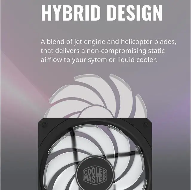 Alt view image 8 of 10 - Cooler Master MasterFan SF120R ARGB 120mm Square Frame Fan w/ 8 Independently-Controlled Addressable RGB LEDS, Hybrid Blade Design, Cable Management and PWM Control Fan